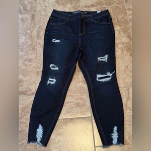 Maurices Blue Skinny Jeans with Distressed Details